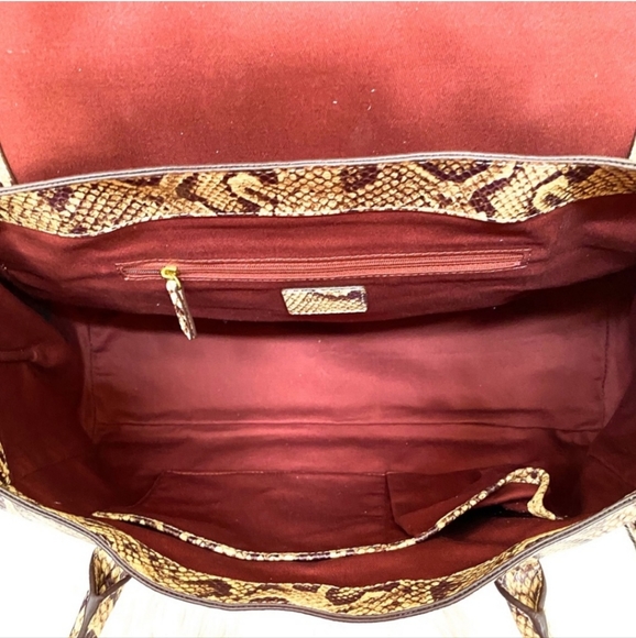 Margot Victoria Stirrup Snake Print Leather Satchel Bag - Picture 7 of 10